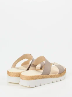 Gabor – Komfort-Pantoletten aus Veloursleder Taupe