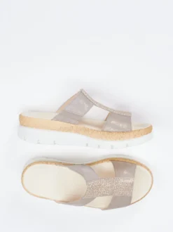 Gabor – Komfort-Pantoletten aus Veloursleder Taupe