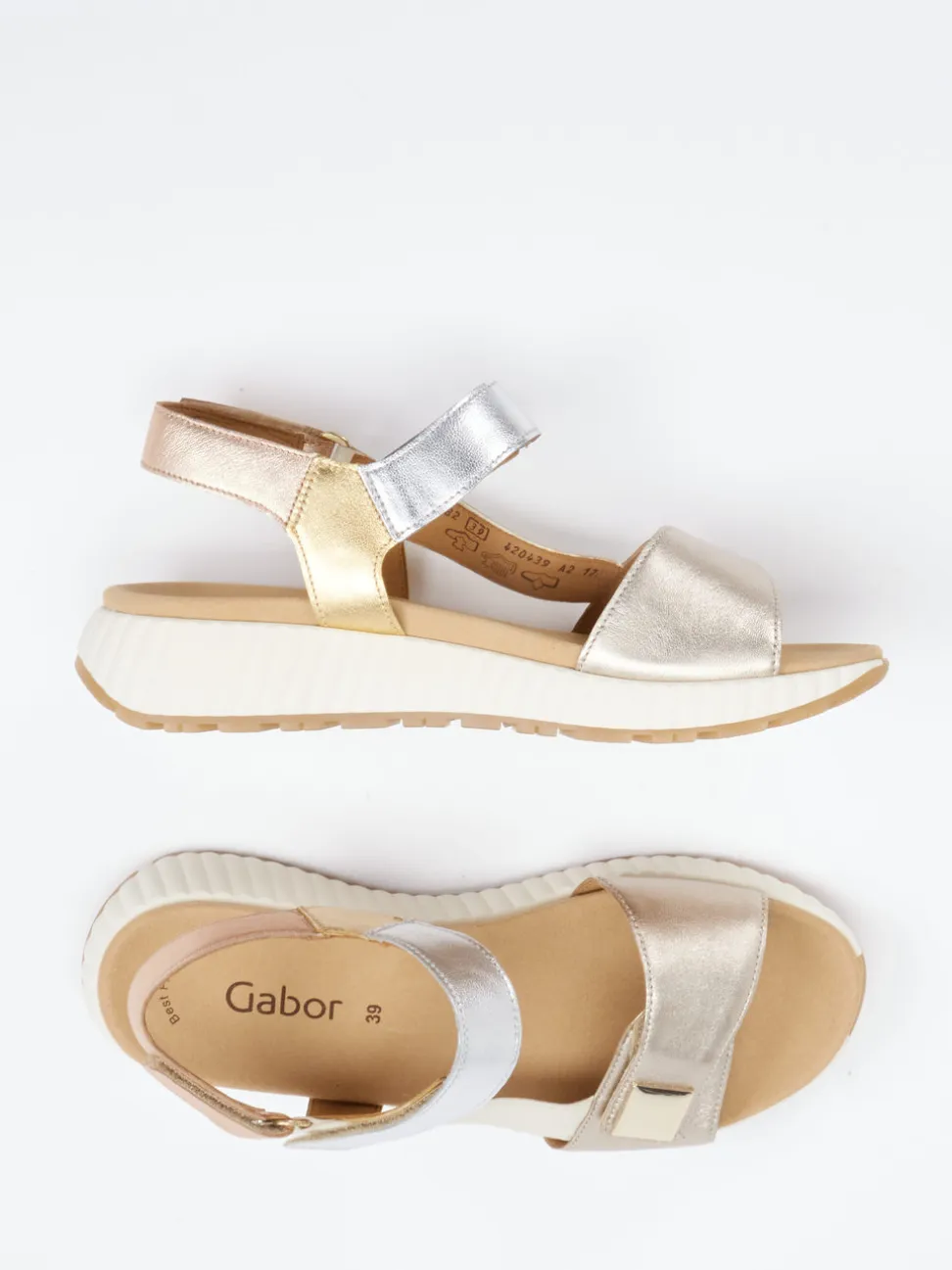 Gabor – Komfort-Sandale aus Metallicleder multi