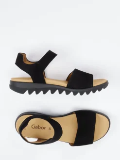 Gabor – Komfortsandale aus Nubukleder schwarz
