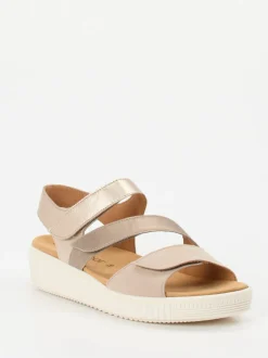 Gabor – Komfortsandalen aus Metallicleder Champagner