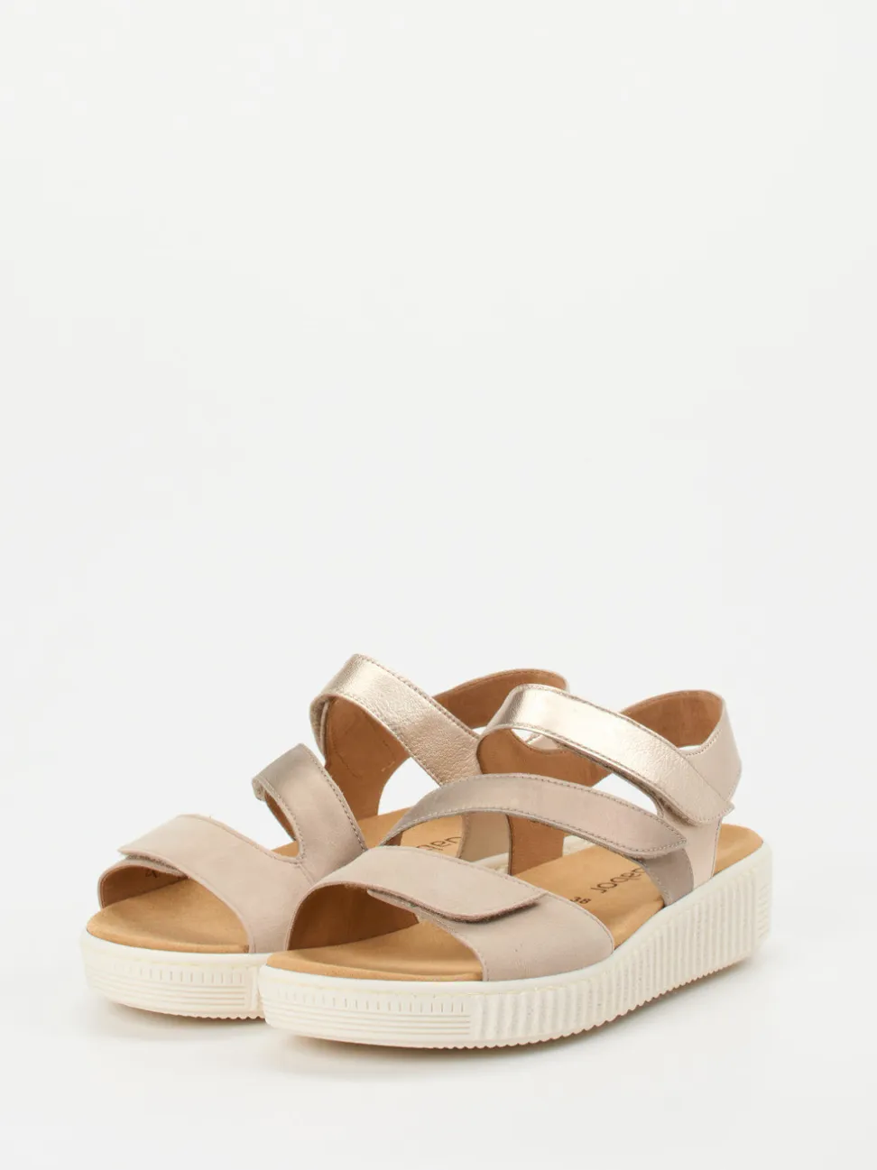Gabor – Komfortsandalen aus Metallicleder Champagner