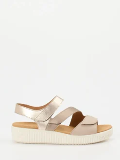 Gabor – Komfortsandalen aus Metallicleder Champagner