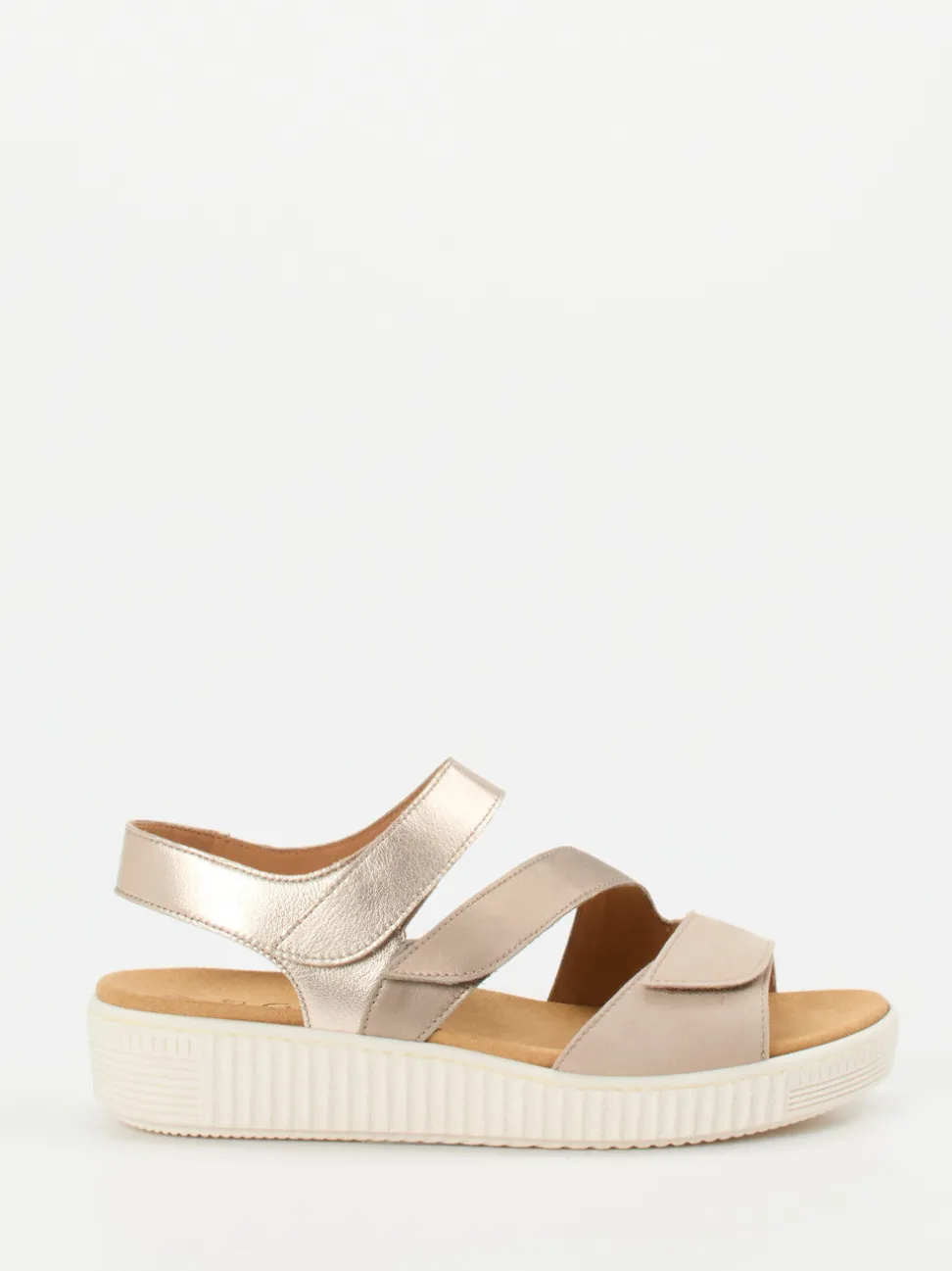 Gabor – Komfortsandalen aus Metallicleder Champagner