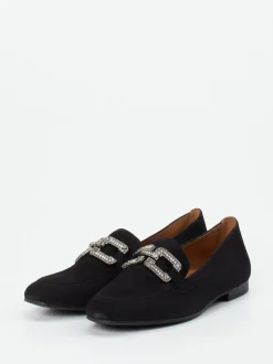 Gabor – Loafer aus Veloursleder Schwarz Strass