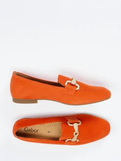 Gabor – Loafer aus Veloursleder in Orange