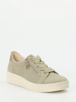 Gabor – Low-Top Sneaker aus Veloursleder Salbeigrün