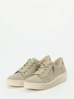 Gabor – Low-Top Sneaker aus Veloursleder Salbeigrün