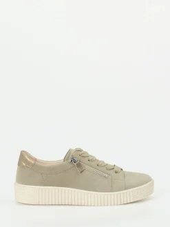 Gabor – Low-Top Sneaker aus Veloursleder Salbeigrün