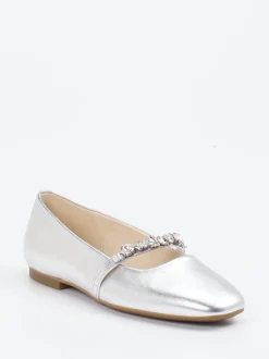 Gabor – Mary Jane Ballerinas aus Metallicleder silber