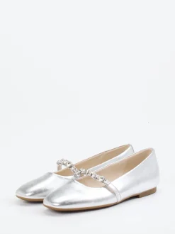 Gabor – Mary Jane Ballerinas aus Metallicleder silber