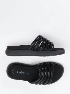 Gabor – Pantolette aus Metallicleder Schwarz