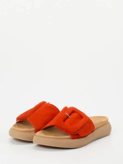 Gabor – Pantolette aus Veloursleder in Tomatenrot