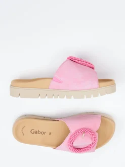 Gabor – Pantolette aus Veloursleder in Rosa