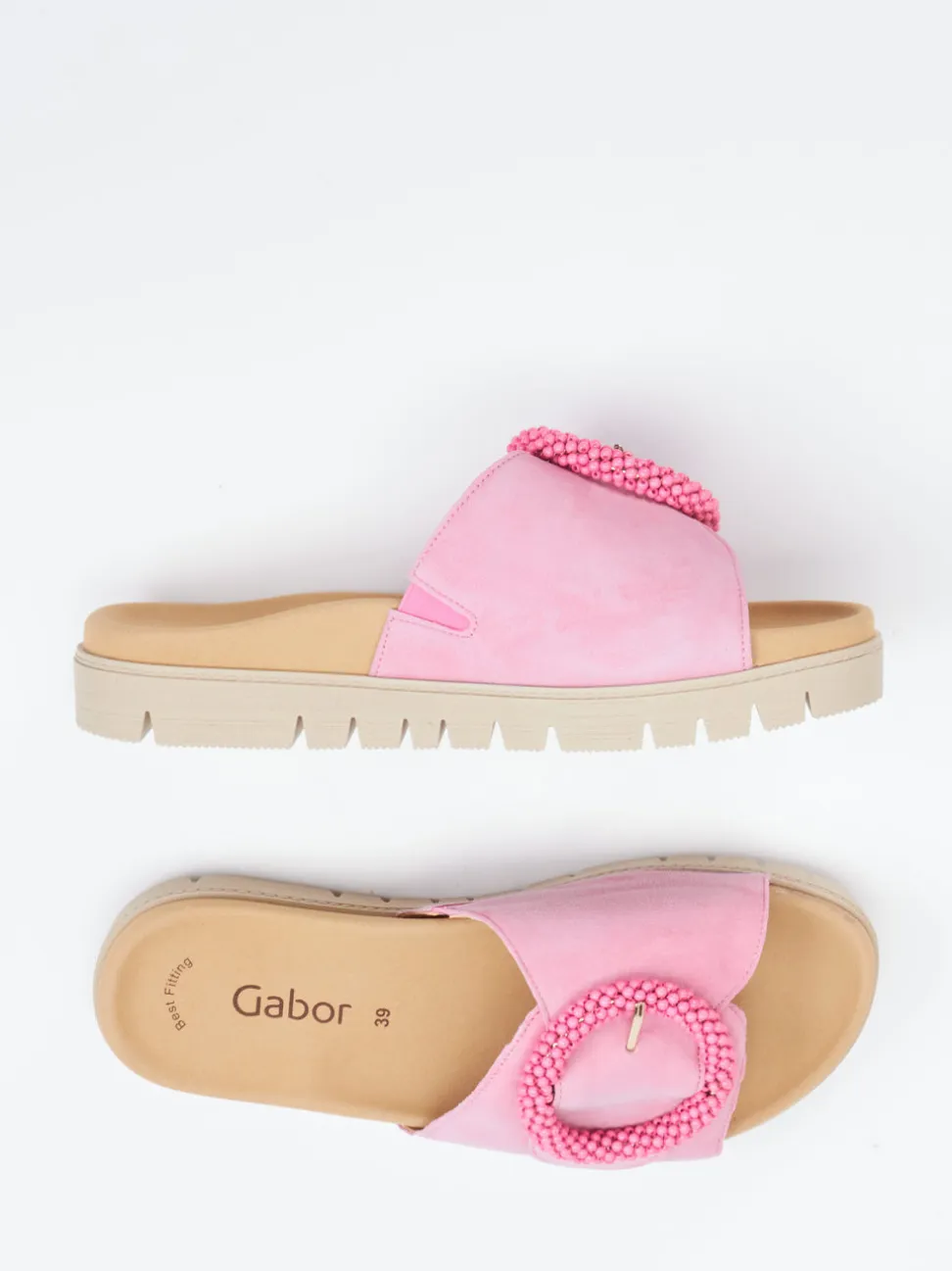 Gabor – Pantolette aus Veloursleder in Rosa