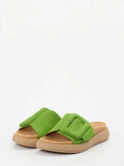 Gabor – Pantolette aus Veloursleder in Grün