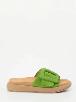 Gabor – Pantolette aus Veloursleder in Grün