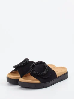 Gabor – Pantolette aus Veloursleder Schwarz