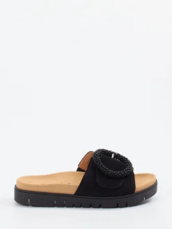 Gabor – Pantolette aus Veloursleder Schwarz