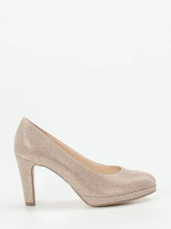 Gabor – Plateau-Pumps aus Metallicleder Champagner