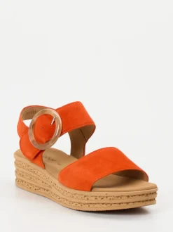 Gabor – Plateausandale aus Veloursleder Orange