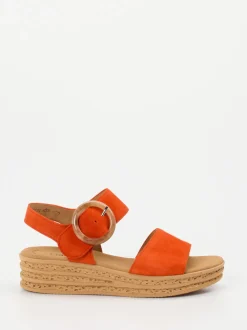 Gabor – Plateausandale aus Veloursleder Orange