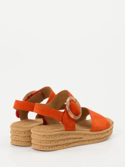 Gabor – Plateausandale aus Veloursleder Orange