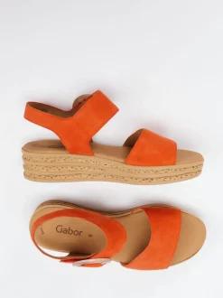 Gabor – Plateausandale aus Veloursleder Orange