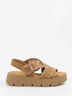 Gabor – Plateau-Sandalen aus Veloursleder sandfarben
