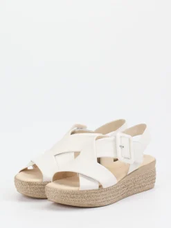 Gabor – Plateau-Sandalen aus Lammleder Off-White