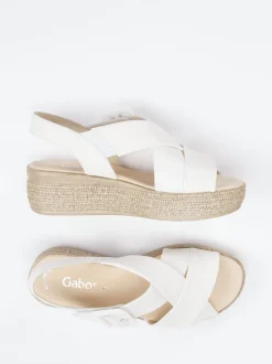 Gabor – Plateau-Sandalen aus Lammleder Off-White
