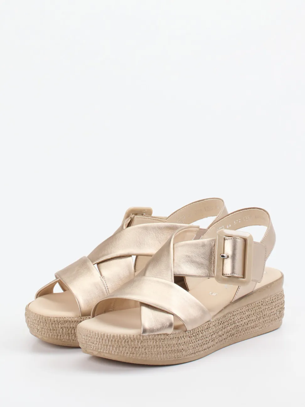 Gabor – Plateausandalen aus Metallicleder gold