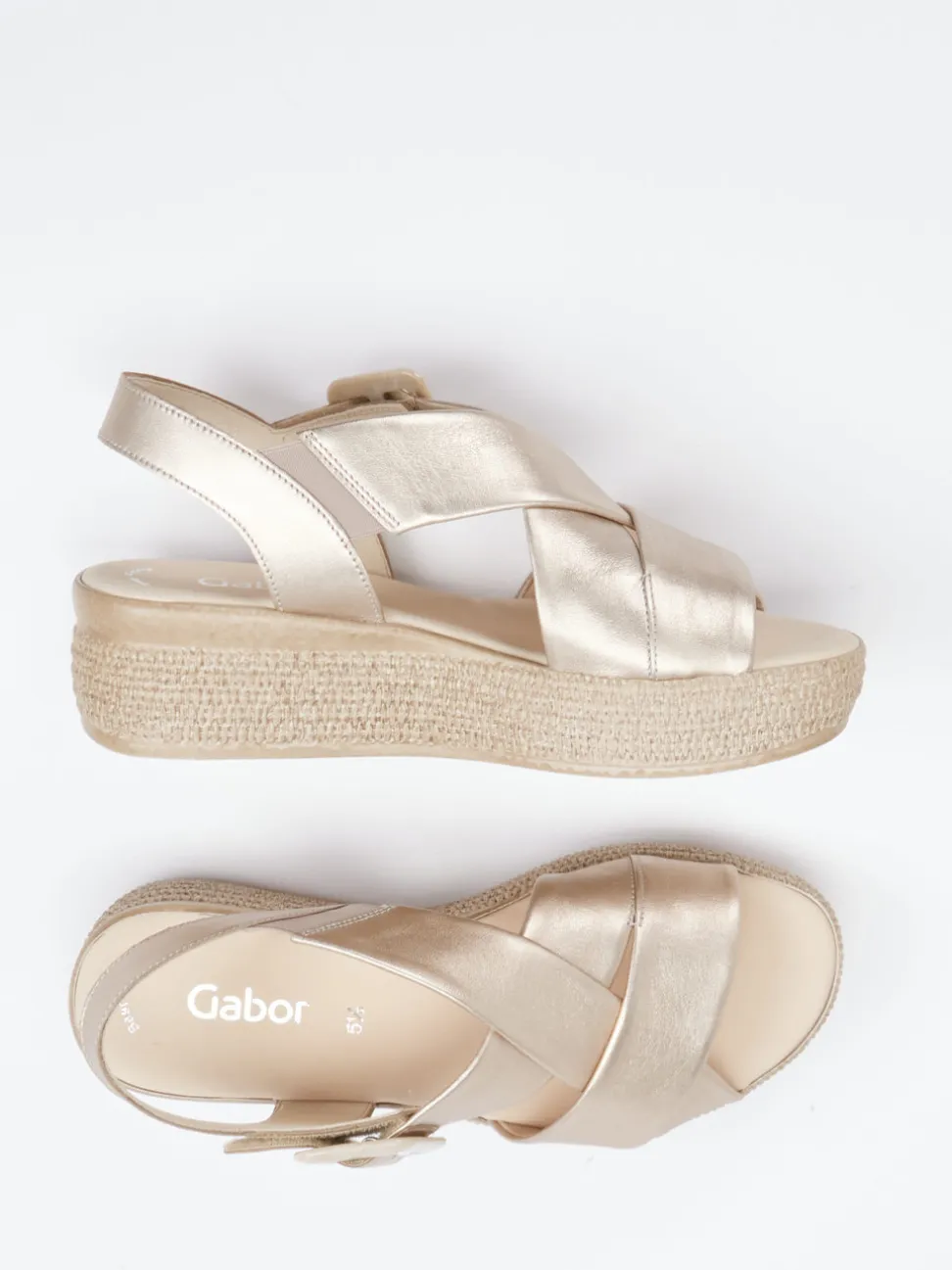 Gabor – Plateausandalen aus Metallicleder gold