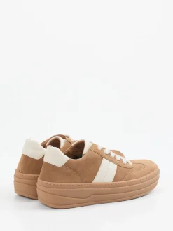 Gabor – Plateau-Sneaker aus Veloursleder karamellbraun