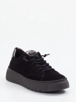 Gabor – Plateau-Sneaker aus Veloursleder Schwarz