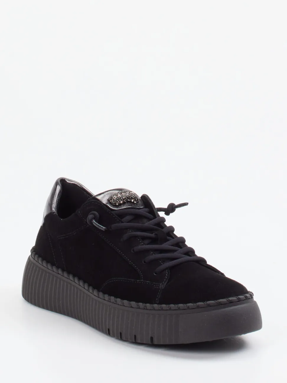 Gabor – Plateau-Sneaker aus Veloursleder Schwarz