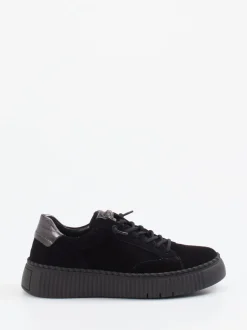 Gabor – Plateau-Sneaker aus Veloursleder Schwarz