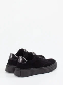 Gabor – Plateau-Sneaker aus Veloursleder Schwarz