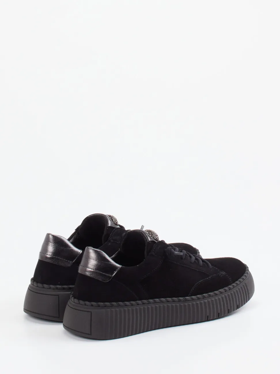 Gabor – Plateau-Sneaker aus Veloursleder Schwarz