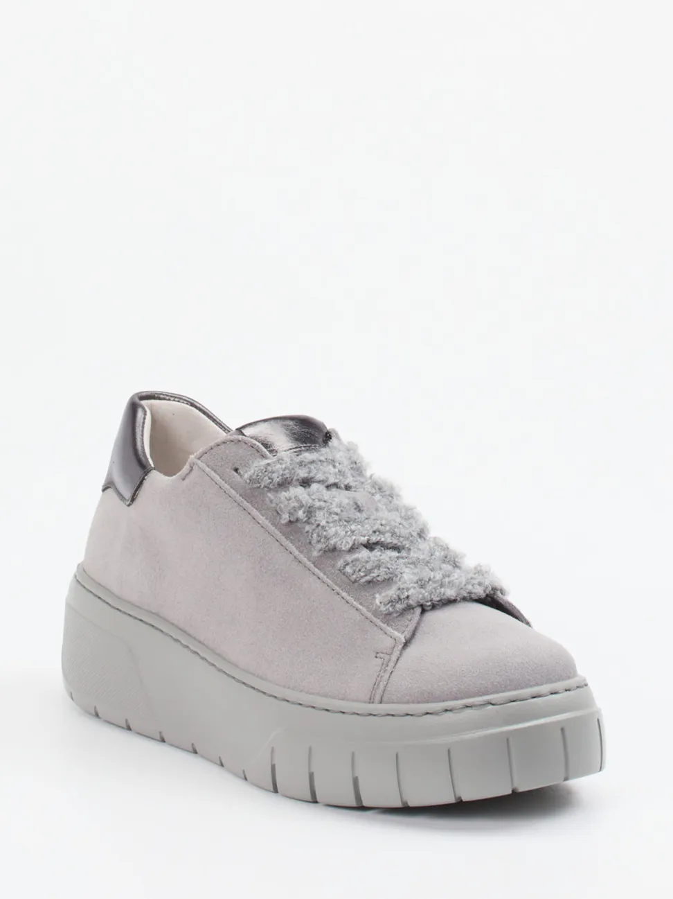 Gabor – Plateau-Sneaker aus Veloursleder Grau