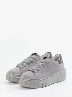 Gabor – Plateau-Sneaker aus Veloursleder Grau