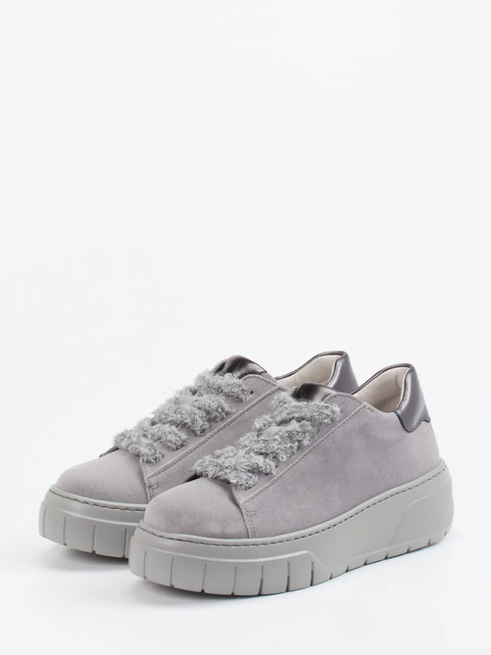 Gabor – Plateau-Sneaker aus Veloursleder Grau