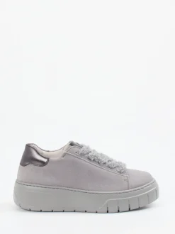 Gabor – Plateau-Sneaker aus Veloursleder Grau