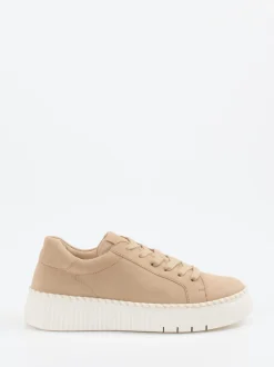 Gabor – Plateau-Sneaker aus Veloursleder beigebraun