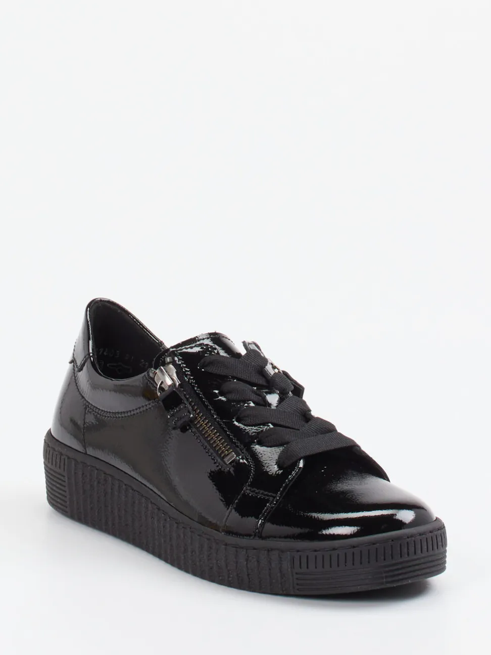 Gabor – Plateau-Sneaker aus schwarzem Lackleder