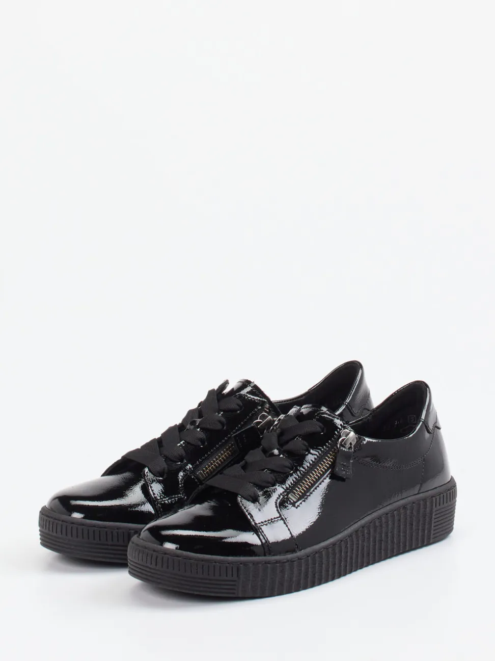 Gabor – Plateau-Sneaker aus schwarzem Lackleder