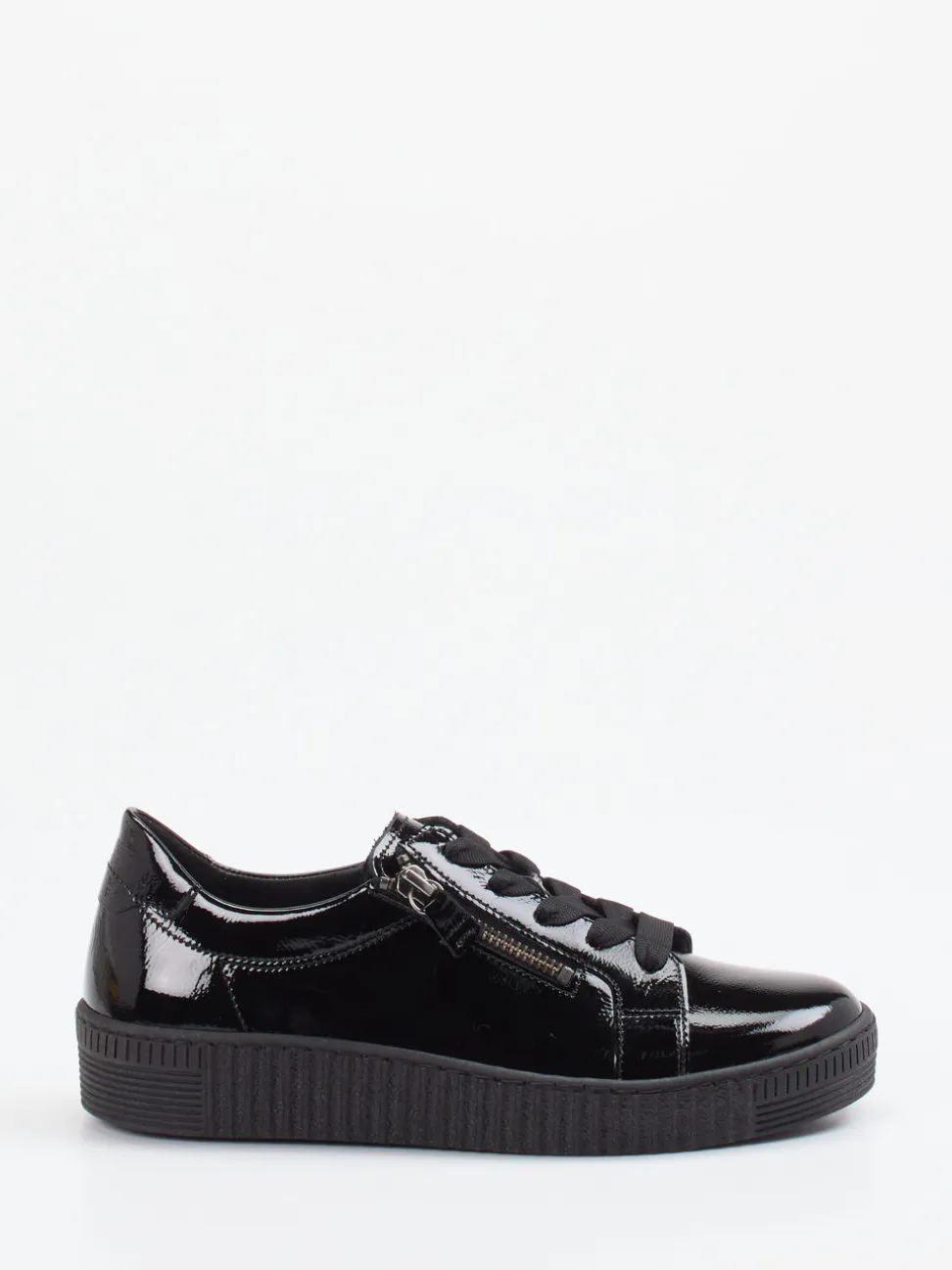 Gabor – Plateau-Sneaker aus schwarzem Lackleder