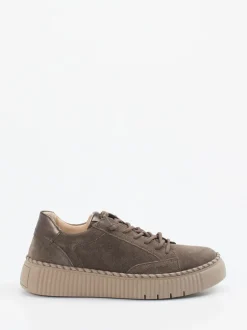 Gabor – Plateau-Sneaker aus Veloursleder Taupe