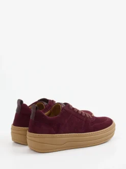Gabor – Plateau-Sneaker aus Veloursleder bordeauxrot