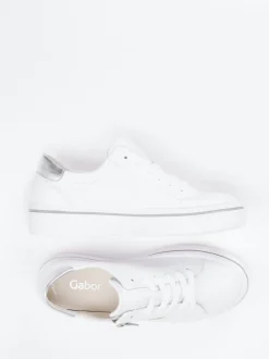 Gabor – Plateau-Sneaker aus Kalbleder weiß